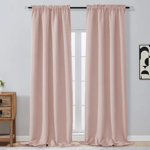 Miniatura 212 de OVZME Cortinas opacas turquesa para tratamiento de ventanas pequeñas, cortinas cortas con bloqueo de luz para ventana de cocina sobre el fregadero