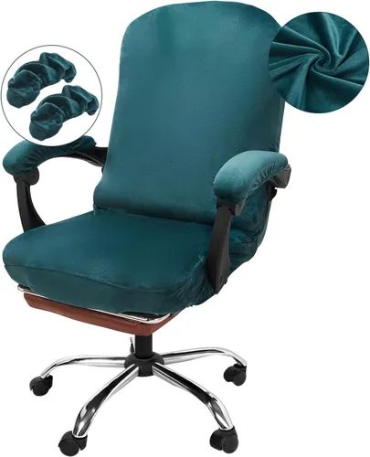 Miniatura 8 de NeColorLife Funda de terciopelo para silla de oficina con fundas para reposabrazos, funda elástica para silla de computadora de escritorio