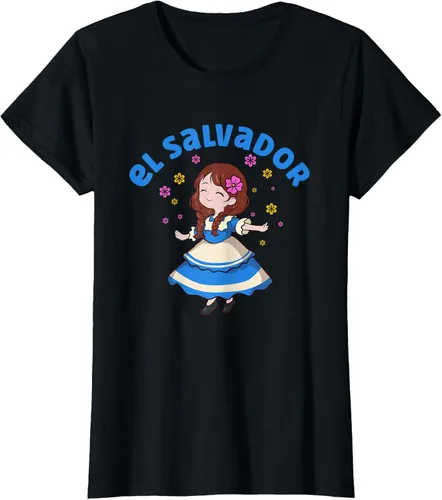 Miniatura 42 de Camiseta de mujer hispana con bandera salvadoreña de El Salvador Orgullosa, Negro
