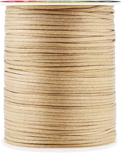 Mandala Crafts Cordón de nailon de satén de 0.039 in, cuerda color caqui, cuerda de nailon de 100 yardas, cordón de nailon chino para anudar cola de