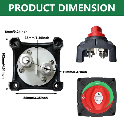 Miniatura 3 de Interruptor de desconexión de batería de 600 A de 12-48 V de encendido/apagado de alta corriente de la batería de corte maestro interruptor aislante