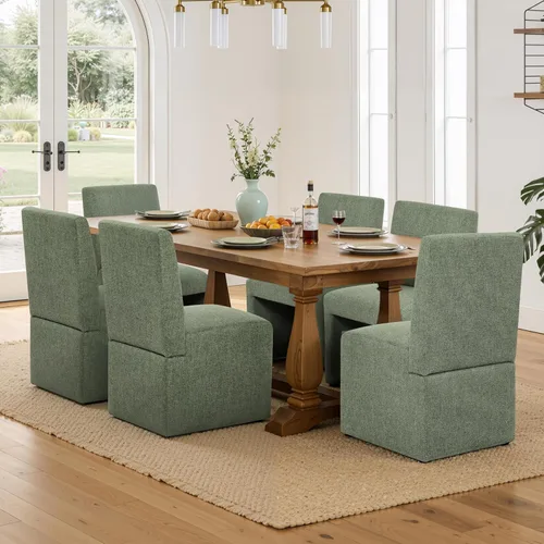 Miniatura 22 de RNKSFX Juego de 4 sillas de comedor tapizadas verdes, sillas de comedor modernas, sillas de cocina y comedor, sillas de comedor de lino con marco