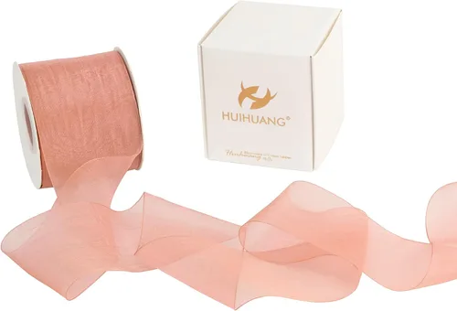 Miniatura 15 de HUIHUANG Cinta transparente de organza azul aguamarina de 1-1/2 pulgadas, cintas de organza transparente turquesa para envoltura de regalo, ramo