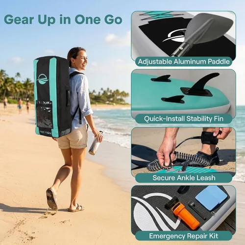 Miniatura 8 de SereneLife Tabla de remo inflable de 10 pies 6 pulgadas con accesorios de SUP de alta calidad, diseño estable de 32 pulgadas de ancho