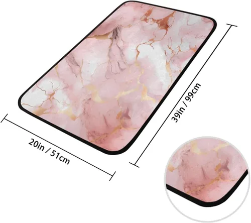 Miniatura 2 de Tapetes de cocina con estampado de mármol rosa dorado rosa, tapete antideslizante para baño, dormitorio, baño, sala de estar, decoración del hogar