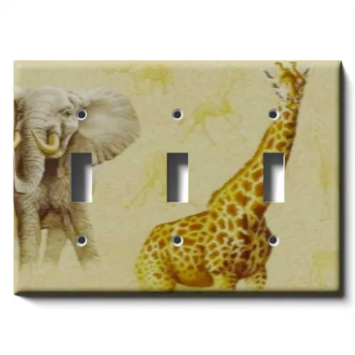 Miniatura 13 de Placa decorativa de salida - Jirafa y elefante en faros - Receptáculo doble dúplex