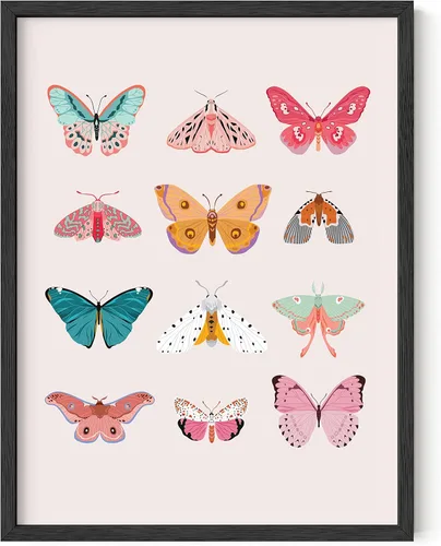 HAUS AND HUES Arte de pared vintage de mariposa, impresiones de mariposa monarca, arte clásico de naturaleza, decoración botánica retro (marco