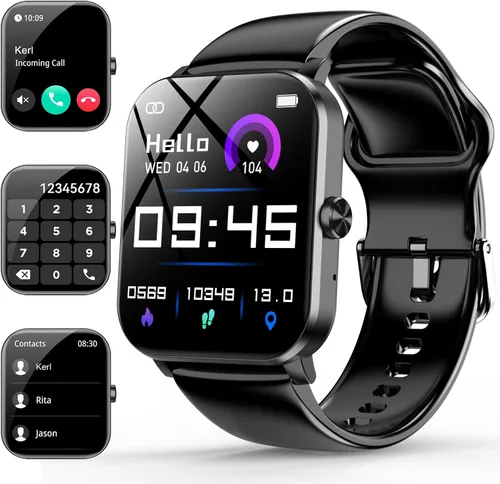 Reloj inteligente, reloj inteligente de 1.85 pulgadas para hombres y mujeres (respuesta/hacer llamadas), frecuencia cardíaca, monitor de sueño,