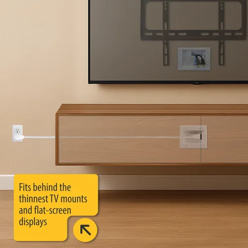 Miniatura 3 de DataComm Electronics 50-3331-WH-KIT, juego organizador de cable de TV, panel plano (pequeño) Kit organizador con solución de poder aumento de dos