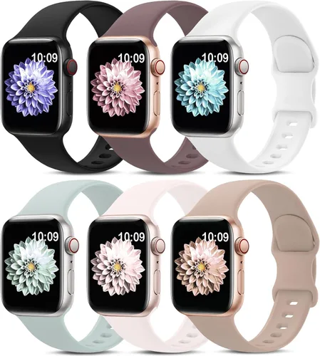 Miniatura 12 de Paquete de 6 bandas deportivas compatibles con Apple Watch de 38mm 40mm 41mm 42mm 44mm 45mm 49mm 46mm, correa impermeable de silicona para iWatch