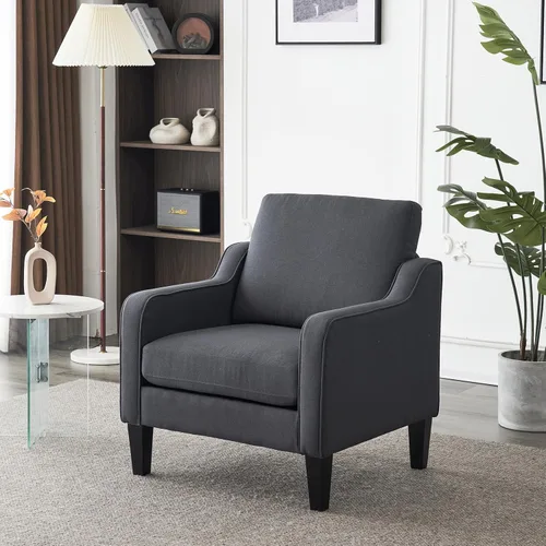 Miniatura 13 de VINGLI Sillas decorativas beige para sala de estar, silla tapizada cómoda de mediados de siglo, sillón moderno para dormitorio, oficina en casa