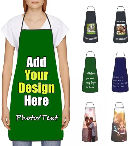 Miniatura 29 de Delantal Personalizado, Diseña Tu Propio Delantal de Cocina para Cocinar, Sube Tus Fotos Favoritas Logo, Añade Cualquier Nombre o Texto