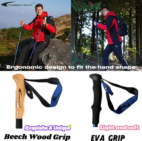 Miniatura 3 de FOREST PILOT Bastones de trekking – Aluminio ligero 7075 con cerradura abatible y accesorios todo terreno – Par de 2 bastones para senderismo