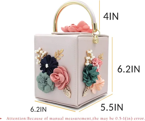 Miniatura 3 de Milisente Bolso de mano de noche para mujer, caja cuadrada floral, bolsos de noche, bolsos cruzados de hombro, bolso de mano de flores para boda