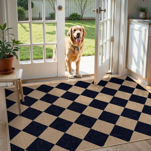 Miniatura 20 de Lahome Alfombra de yute a cuadros fácil 2'x3', alfombra pequeña para entrada, antideslizante, alfombra para la puerta delantera de la cocina