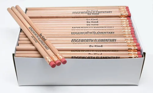Miniatura 7 de Pencil Guy Lápices redondos negros mate impresos personalizados, 500 por caja, color negro mate