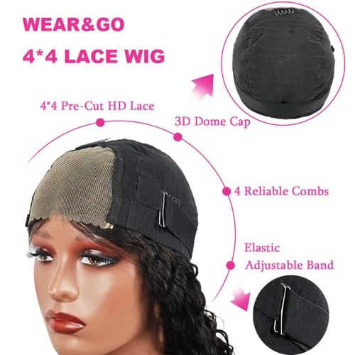 Miniatura 5 de Peluca de encaje frontal sin pegamento Fronbanis, peluca de cabello humano sin pegamento, pelucas de cabello humano pre-depiladas y pre-cortadas