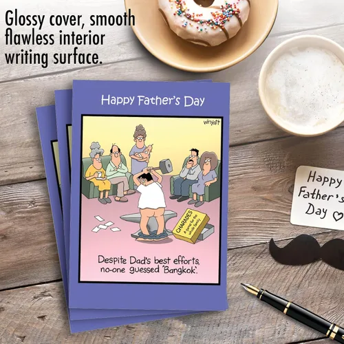 Miniatura 3 de NobleWorks - Paquete de 3 divertidas tarjetas de felicitación del día del padre con sobres (1 diseños, 3 cada uno) - Bangkok C0128FDG-C3x1