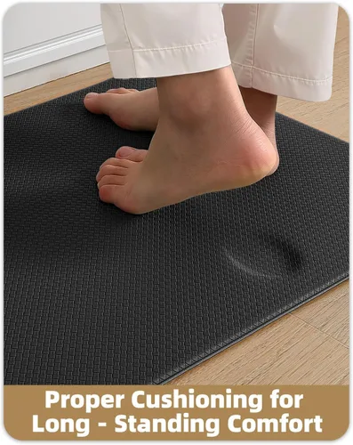 Miniatura 4 de Color&Geometry - Alfombras de cocina antideslizantes e impermeables Alfombra de cocina acolchada Alfombra antifatiga para pararse de 30 x 18 Negro