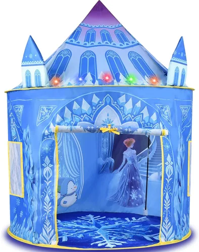 Amplov Tienda de campaña desplegable de princesa, juguetes de Frozen para niñas, grande de 53" x 41" pulgadas, casa de juegos castillo de hielo para