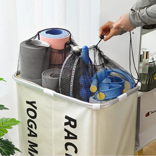 Miniatura 6 de C'ESTBON Cesta de almacenamiento de esterilla de yoga de calidad bien hecha, organizador de equipos de fitness multiusos, movible 4 ruedas fuertes
