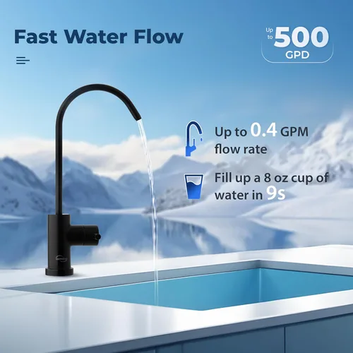 Miniatura 8 de iSpring RO500AK-ORB - Filtro de agua por ósmosis inversa, Certificado NSF 58, Sistema RO sin tanque de 500 GPD, pH natural con remineralización