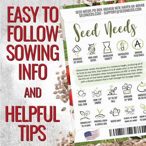 Miniatura 4 de Seed Needs Tiny Tim Semillas de tomate para plantar tomates cherry enanos, semillas de verduras sin OMG y sin tratar para plantar un huerto al aire