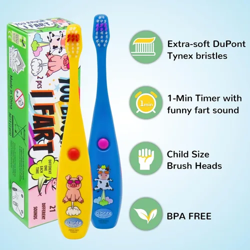 Miniatura 2 de Lily's Home Cepillo de dientes divertido para niños, cerdas suaves, temporizador de cepillado eléctrico de minutos, premio de dentista lindo niño
