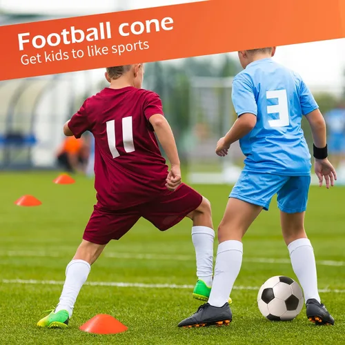 Miniatura 6 de 100 conos de fútbol con correa, conos de disco de agilidad, conos de entrenamiento de fútbol, conos de fútbol para taladros, discos de marca naranja