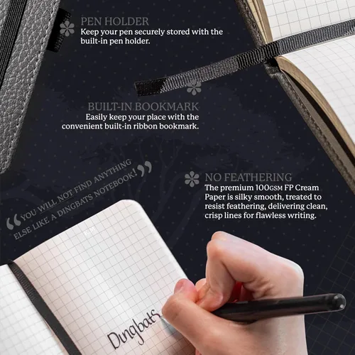 Miniatura 3 de Dingbats* - Cuaderno de bolsillo con puntos A6 de vida silvestre - Diario pequeño de tapa dura de piel sintética para trabajo, viajes, bolsillo