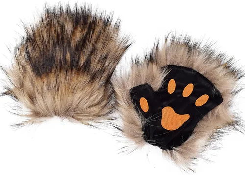 Miniatura 90 de Guantes de garra para disfraz de Halloween, medio dedo, lobo, oso, gato, guantes, guantes de piel sintética para mascarada, cosplay, utilería de mano