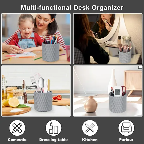 Miniatura 6 de Organizador de brochas de maquillaje, organizador de brochas de maquillaje giratorio de 360°, soporte para lápices, accesorios de escritorio, vaso