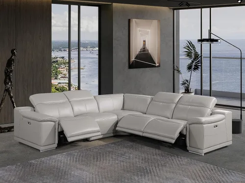 Miniatura 36 de BlackJack Furniture Venice - Juego de sofá reclinable seccional de cuero italiano de grano superior de 12 piezas con 4 reclinables eléctricos