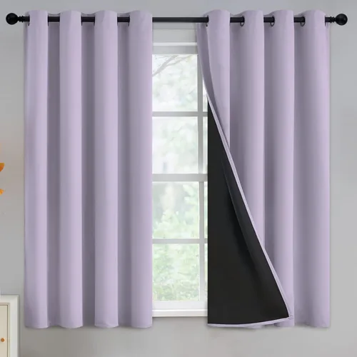Miniatura 319 de Yakamok Cortinas negras, cortinas de ventana con aislamiento térmico y eficiencia energética para dormitorio, cortinas opacas completas y cortinas