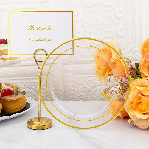 Miniatura 6 de DaYammi 240 platos de postre que incluyen 120 platos dorados para pastel de 6.3 pulgadas con 120 tenedores de plástico dorado de 5.7 pulgadas