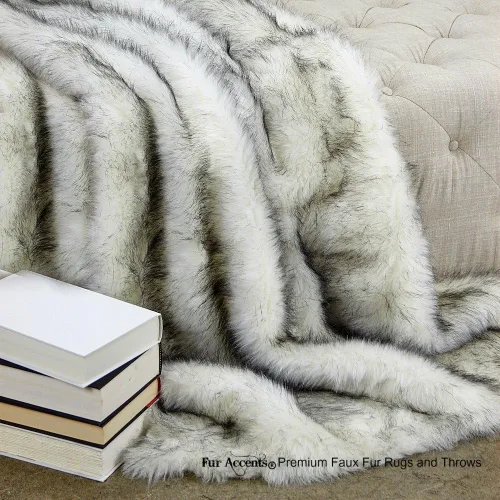 Miniatura 23 de Fur Accents Manta suntuosa de piel sintética de lujo, calidad de diseñador fabricada en Estados Unidos, Winter Fox