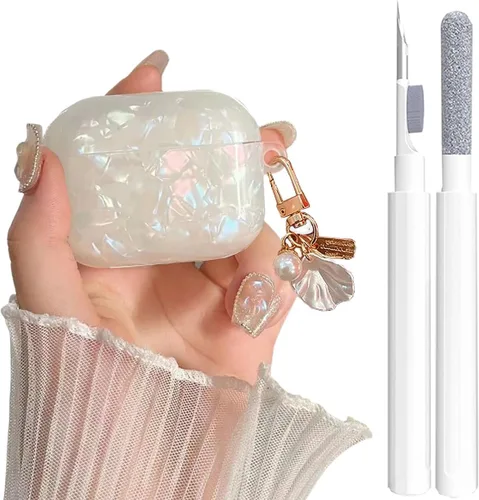 Bonita funda para Airpods Pro/Pro 2 Gen para niñas y mujeres con bolígrafo limpiador, patrón de carcasa Airpods iPod Pro de 2ª/1ª generación, funda