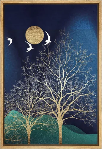 Miniatura 15 de SIGNFORD - Lienzo enmarcado para pared, arte de pintura grunge duotono blanco bronceado, trazos abstractos, formas ilustradas, arte moderno