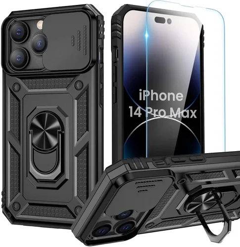 Miniatura 19 de Goton Funda para iPhone 14 Plus con Protector de Pantalla - Funda con Cubierta Deslizante para Cámara con Soporte de Anillo, Resistente de Grado