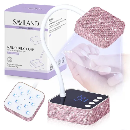 Miniatura 9 de SAVILAND Lámpara de uñas LED UV – Mini lámpara de uñas LED para uñas de gel con clip de sujeción, luz LED giratoria para uñas para curar esmalte