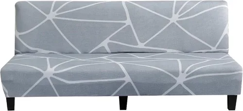 Miniatura 4 de LiveGo Fundas para futón sin brazos, funda elástica plegable para sofá cama con parte inferior elástica, funda de sofá ajustable estampada, Negro