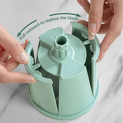 Miniatura 5 de Rallador de queso giratorio 5 en 1 para cocina, trituradora de zanahorias, trituradoras de alimentos con 5 juegos de cuchillas intercambiables