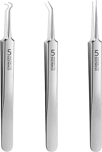 3 pinzas profesionales para puntos negros, pinzas profesionales para eliminar puntos negros, extractor de precisión, kit de eliminación de acné con