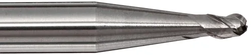Miniatura 2 de YG-1 Fresa de punta de bola de carburo E5975, refrigerante a través, acabado sin recubrimiento (brillante), hélice de 40 grados, 3 flautas, longitud