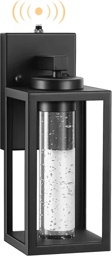 Miniatura 8 de VIANIS Aplique de Pared Exterior Negro, Iluminación Exterior del Atardecer al Amanecer Montaje en Pared para Casa con Cristal de Burbuja, Lámpara