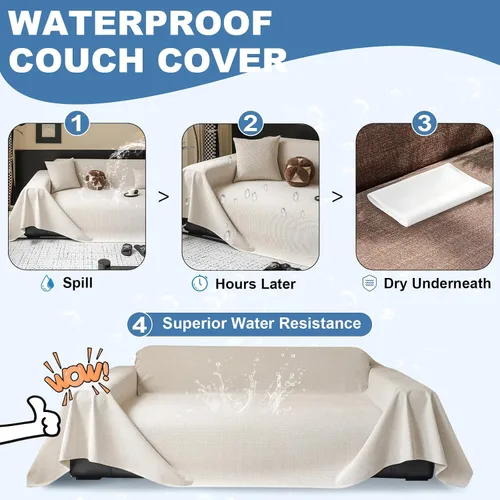 Miniatura 83 de STACYPIK Funda de sofá gris impermeable para perros, funda de sofá antideslizante para sofá de 3 cojines, funda seccional lavable para forma de L