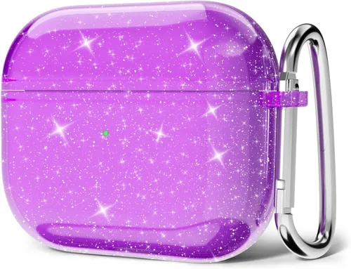 Miniatura 30 de Svanove Funda para Airpods Transparente con Purpurina, Funda Brillante y Bonita para Airpods de 1ª y 2ª Generación con Llavero, Carcasa Rígida