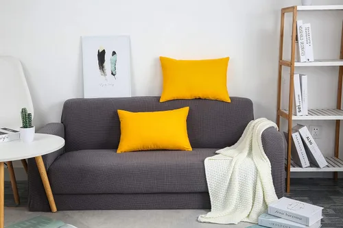 Miniatura 7 de TangDepot Fundas de cojín/almohada decorativas sólidas hechas a mano de lona 100% algodón, (12"x18", amarillo dorado)