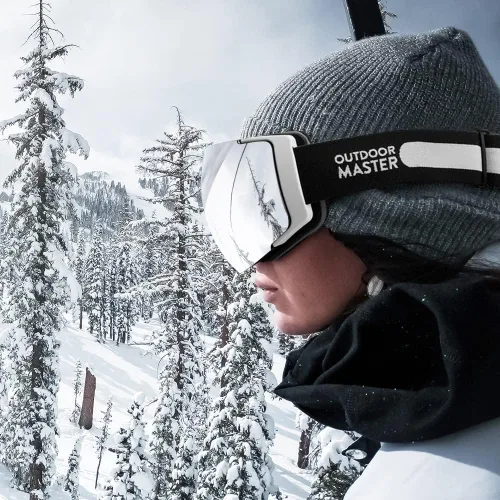 Miniatura 7 de OutdoorMaster Gafas de esquí PRO – sin marco, lente intercambiable, 100% protección UV400, gafas de nieve para hombres y mujeres A11-marco blanco