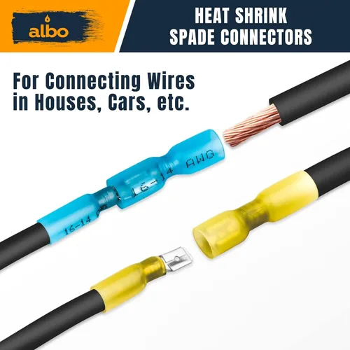 Miniatura 4 de Kit de 300 conectores de pala termorretráctiles macho y hembra – Terminales eléctricos impermeables AWG 22-10, conectores de terminales de cable